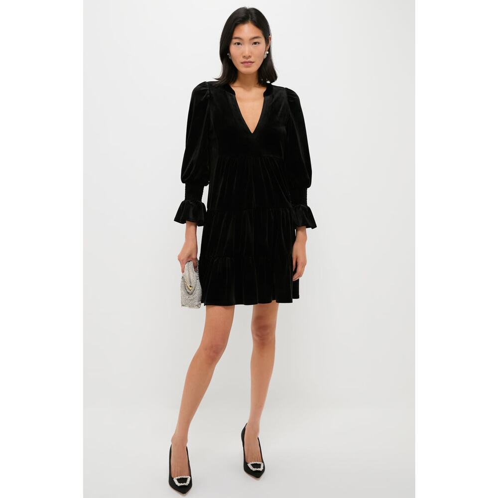 Tuckernuck Pomander Place Kenzo Black Velvet Mini Dress S - Picture 1 of 14
